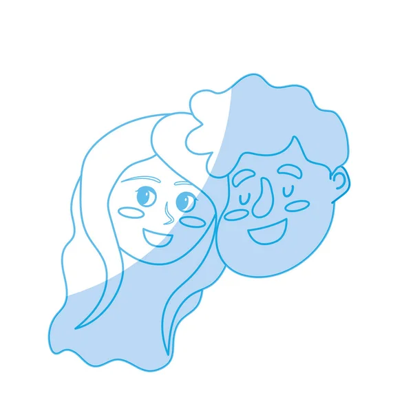 Silhouette Couple Heureux Visage Avec Illustration Vectorielle Conception Coiffure — Image vectorielle