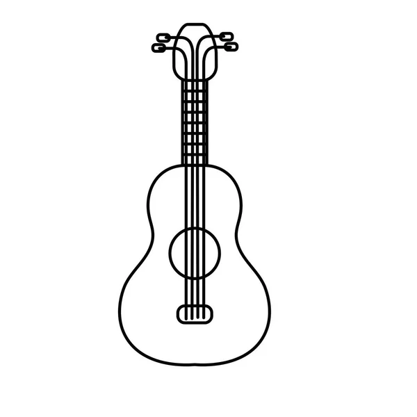 Linha Instrumento Guitarra Acústica Para Tocar Ilustração Vetorial — Vetor de Stock