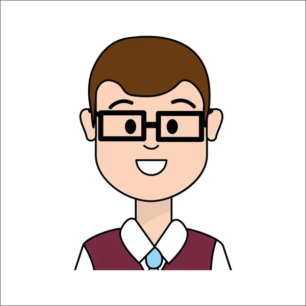 Personas Hombre Cara Feliz Con Gafas Icono Vector Ilustración — Vector de stock