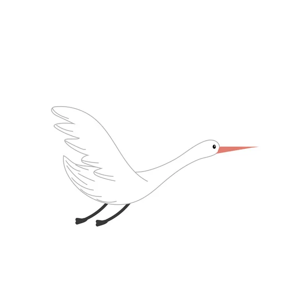 Beauty Stork Animal Wings Vector Illustration — Wektor stockowy