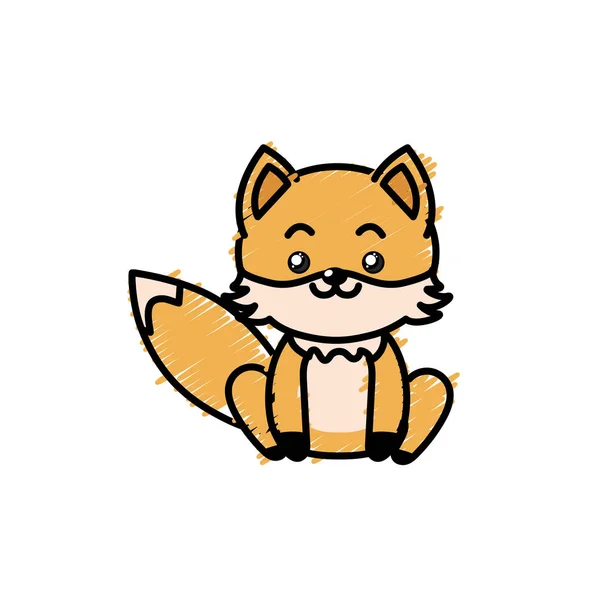 Cute Fox Wild Animal Face Expression Vector Illustration — Stock Vector