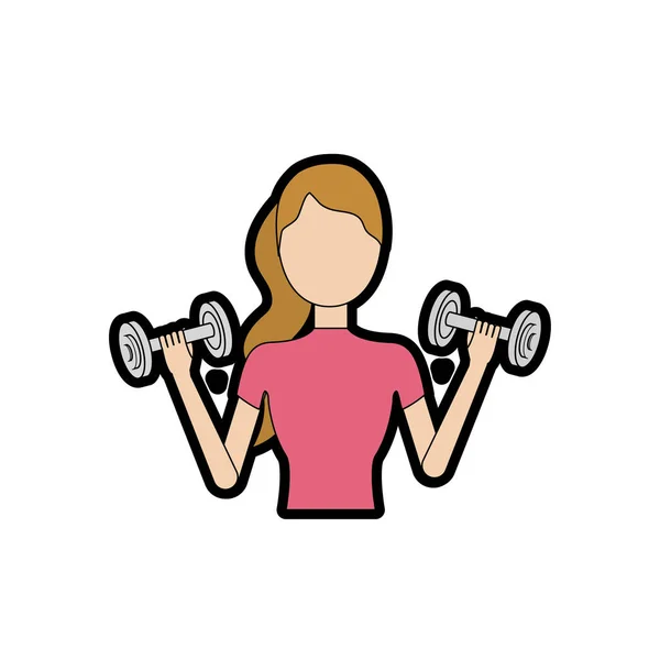 Woman Dumbbell Exercise Vector Illustration — Stock Vector