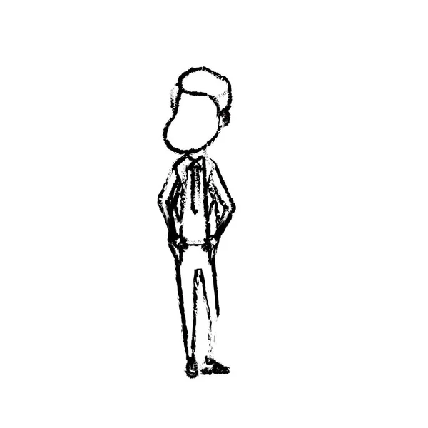 Figure Happy Man Hairstyle Elegant Suit Vector Illustration — Stock Vector