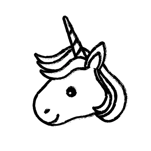 Figure Cute Unicorn Head Horn Hairstyle Vector Illustration — Stock Vector