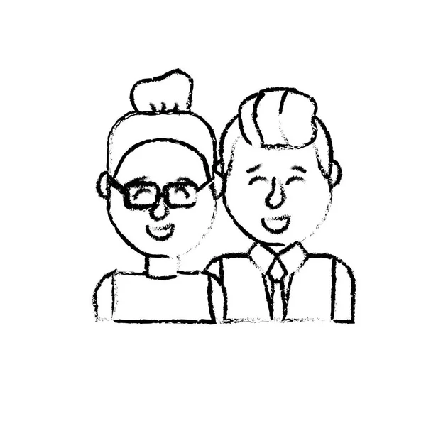 Figure Nice Couple Hairstyle Design Vector Illustration — Stock Vector