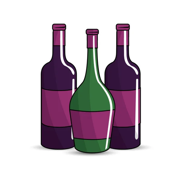 Different Wine Bottles Icon Image Vector Illustration Design — Stock Vector