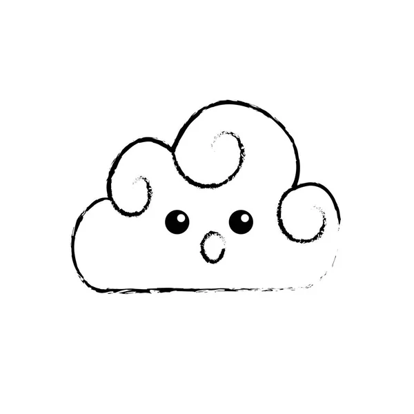 Figuur Kawaii Schattig Verrast Wolk Weer Vectorillustratie — Stockvector