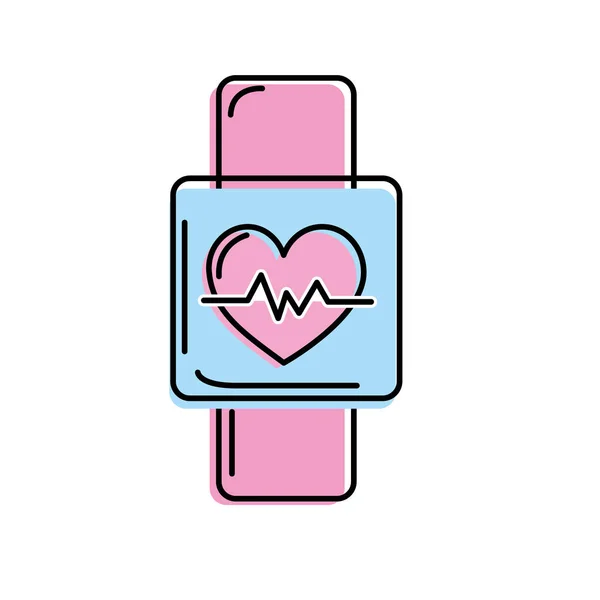 Smartwatch Pour Connaître Illustration Vecteur Cardiaque Rythmique — Image vectorielle