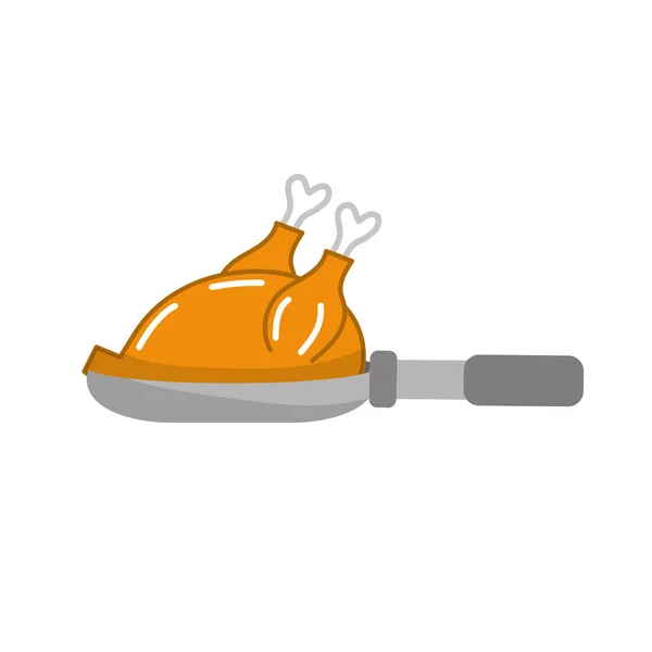 Delicious Chicken Skillet Pan Vector Illustration — Stock Vector