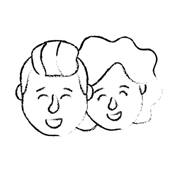 Figura Avatar Casal Cabeça Com Penteado Design Vetor Ilustração — Vetor de Stock