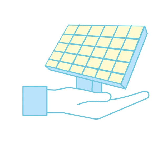 Mano Con Elemento Energía Solar Para Reutilizar Ilustración Del Vector — Vector de stock