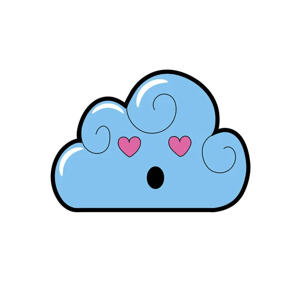 Kawaii Roztomilé Lásce Cloud Počasí Vektorové Ilustrace — Stockový vektor