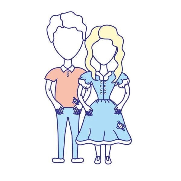 Mignon Couple Brésilien Avec Coiffure Illustration Vectorielle Typique Vêtements — Image vectorielle