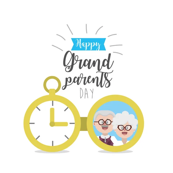 Grandparents Day Picture Ribbon Design Vector Illustration — Stock Vector