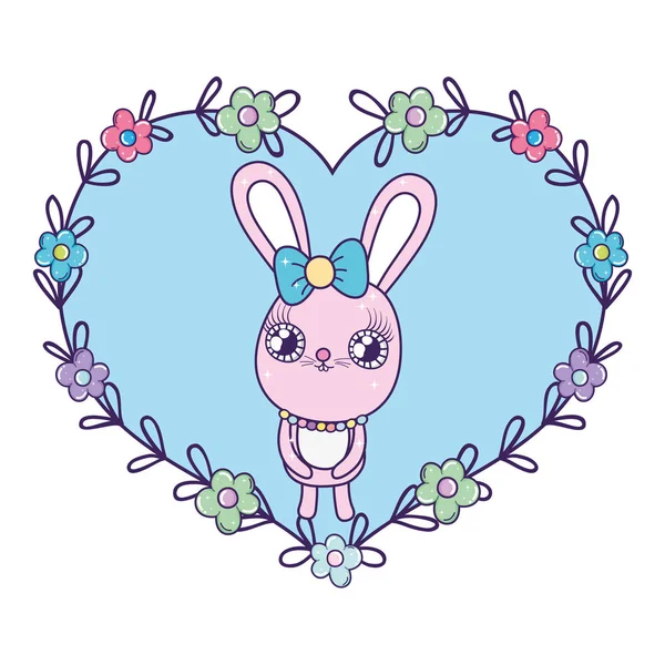 Mignon Lapin Avec Des Cœurs Pour Saint Valentin Carte Vœux — Image vectorielle