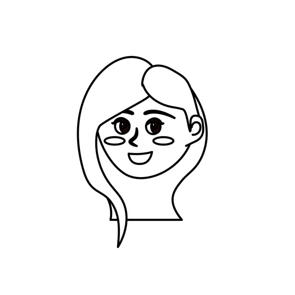 Linha Avatar Feliz Mulher Rosto Com Penteado Design Vetor Ilustração — Vetor de Stock