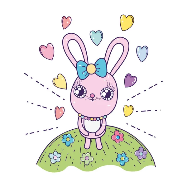 Sevgililer günü tebrik kartı sevimli tavşan ile. Vektör çizim
