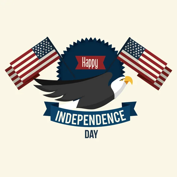 Dia Independência Com Águia Emblema Bandeiras Ilustração Vetorial —  Vetores de Stock