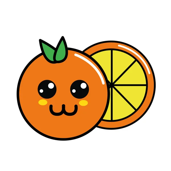 Cor Ícone Laranja Feliz Kawaii Design Ilustração Vetorial —  Vetores de Stock