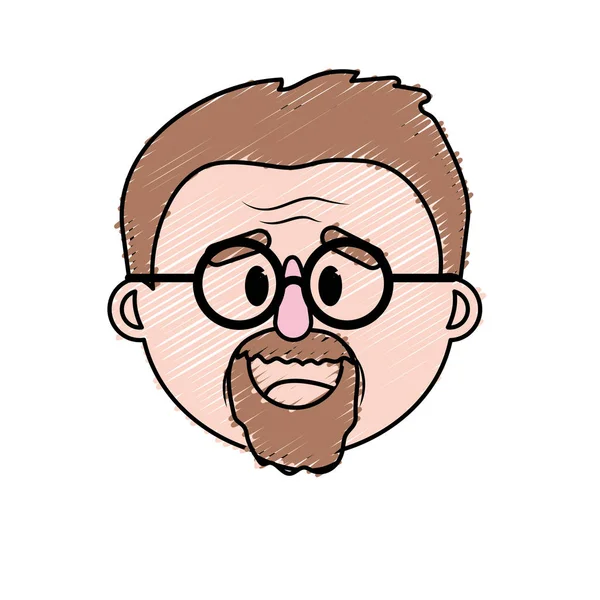 Yaşlı adam yüz saç modeli vektör çizim ile