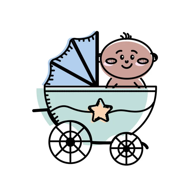Carrinho Segurança Com Criança Bebê Dentro Ilustração Vetorial — Vetor de Stock
