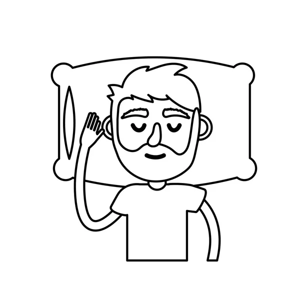 Linha Homem Com Penteado Desing Adormecido Vetor Ilustração — Vetor de Stock