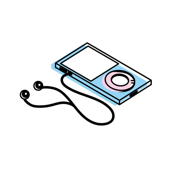 Technologie Mp3 Met Koptelefoon Luisteren Naar Muziek Vectorillustratie — Stockvector