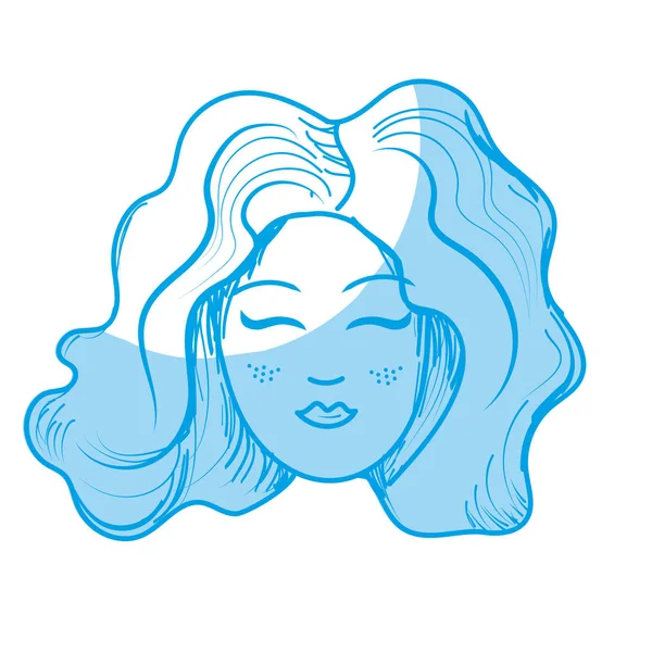 siluet sevimli kadın yüz saç modeli, vektör çizim ile