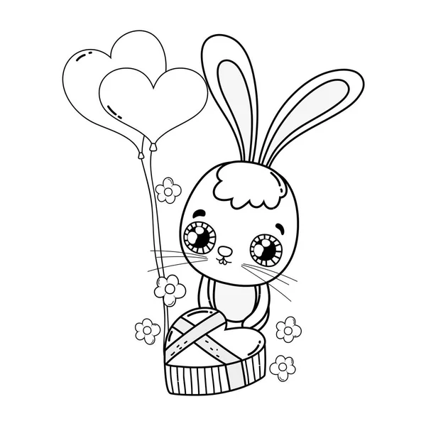 Valentine Greeting Card Cute Rabbit Vector Illustration — Stock Vector