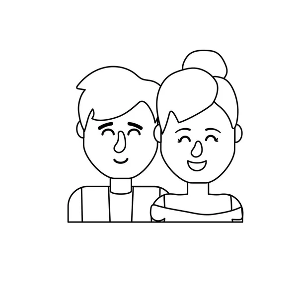 Línea Bonita Pareja Con Diseño Peinado Vector Ilustración — Vector de stock