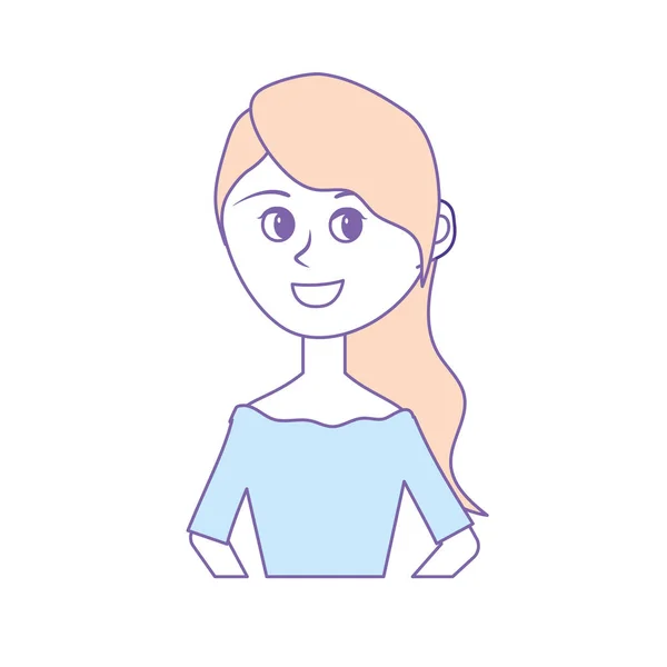 幸せな女の髪型とエレガントなガウンのベクトル図 — ストックベクタ