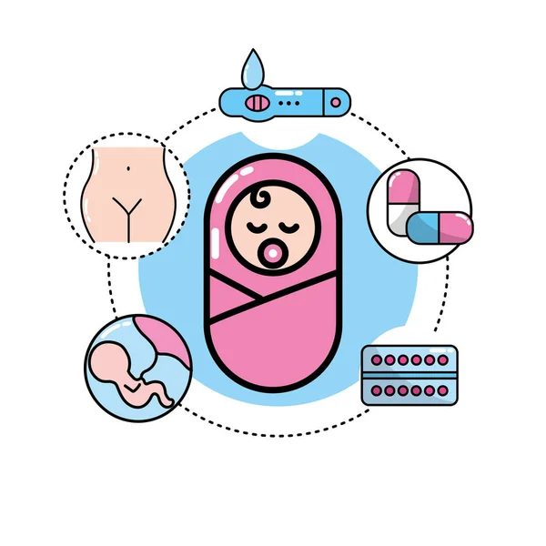 Těhotenství Léčbou Medicíny Péči Tělo Vektorové Ilustrace — Stockový vektor
