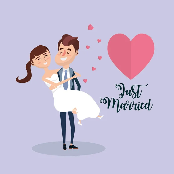 Couple Married Hearts Romantic Celebration Vector Illustration — Stock Vector