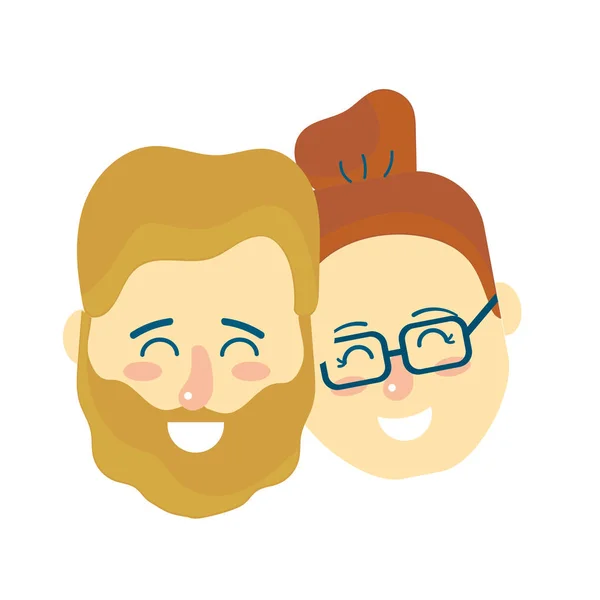 Avatar Couple Head Hairstyle Design Vector Illustration — Stock Vector