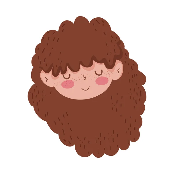 Little Chubby Girl Head Character Vector Illustration Design — Stock Vector
