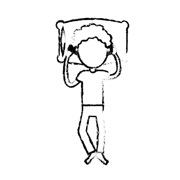 Figura Homem Com Penteado Desing Adormecido Vetor Ilustração —  Vetores de Stock