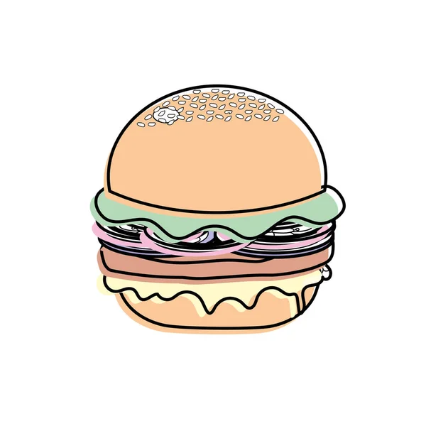 Köstliche Hamburger Fast Food Mahlzeit Vektorillustration — Stockvektor