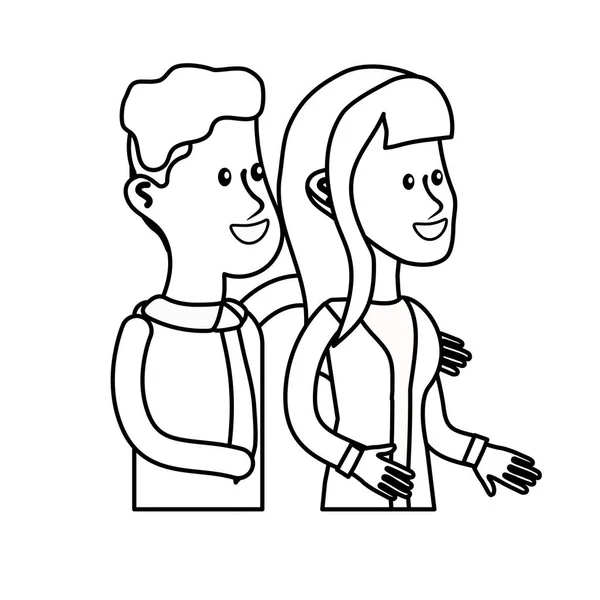 Ligne Heureux Couple Mignon Avec Une Usure Élégante Illustration Vectorielle — Image vectorielle