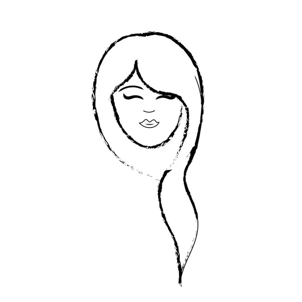 Figure Femme Mignonne Visage Avec Coiffure Illustration Vectorielle — Image vectorielle
