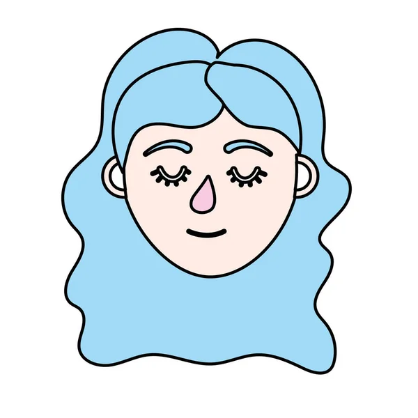 Голова Женщины Закрытыми Глазами Векторной Иллюстрацией Прически — стоковый вектор