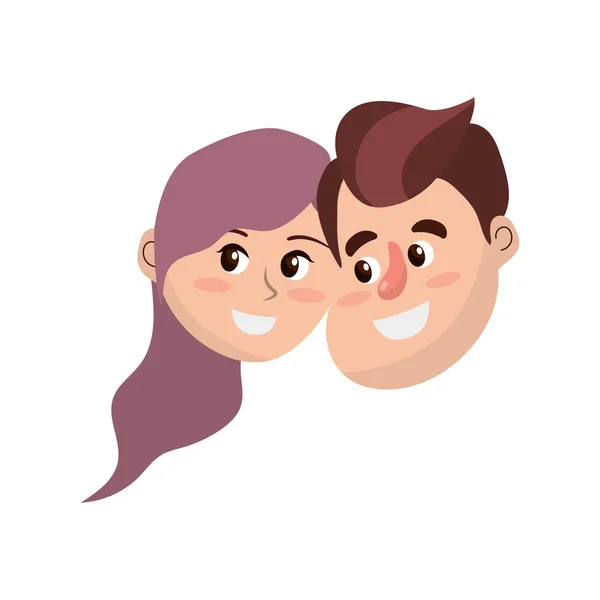Glückliches Paar Gesicht Mit Frisur Design Vektor Illustration — Stockvektor
