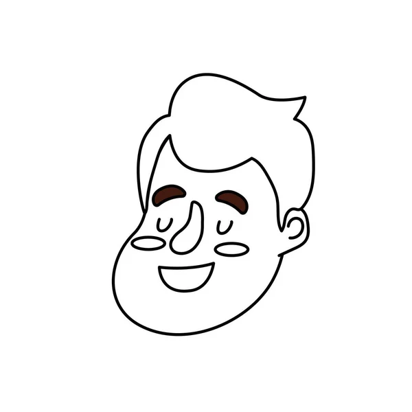 Línea Avatar Hombre Feliz Cara Con Diseño Peinado Vector Ilustración — Vector de stock