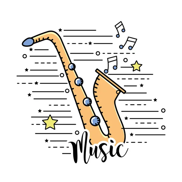 Saxofoon Muziekinstrument Spelen Muziek Vectorillustratie — Stockvector