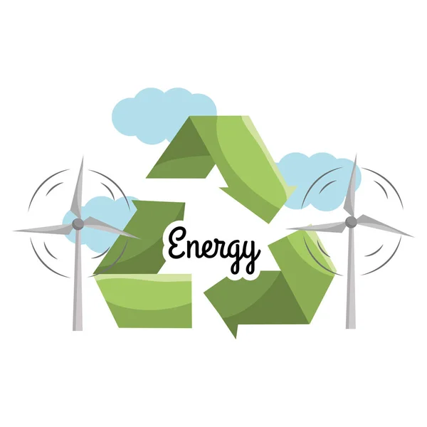 Energia Eólica Com Símbolo Reduzir Reutilizar Reciclar Ilustração Vetorial —  Vetores de Stock