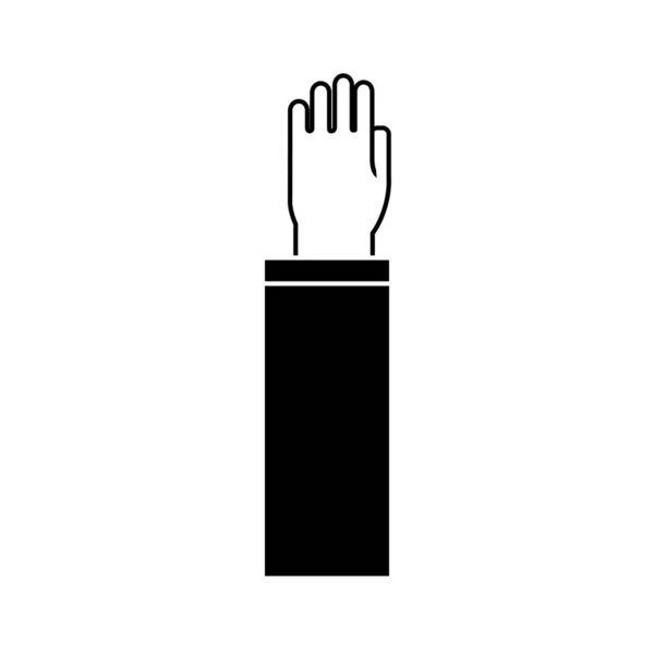 Силуэт Рука Вверх Формальным Костюмом Векторная Иллюстрация Дизайн — стоковый вектор