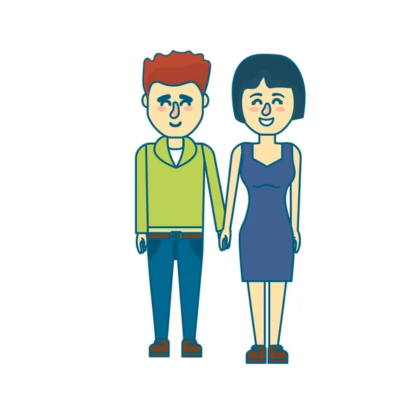 Bonita Pareja Con Diseño Peinado Vector Ilustración — Vector de stock