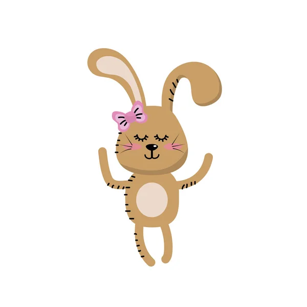 Cute Rabbit Girl Wild Animal Character Vector Illustration — Stock Vector