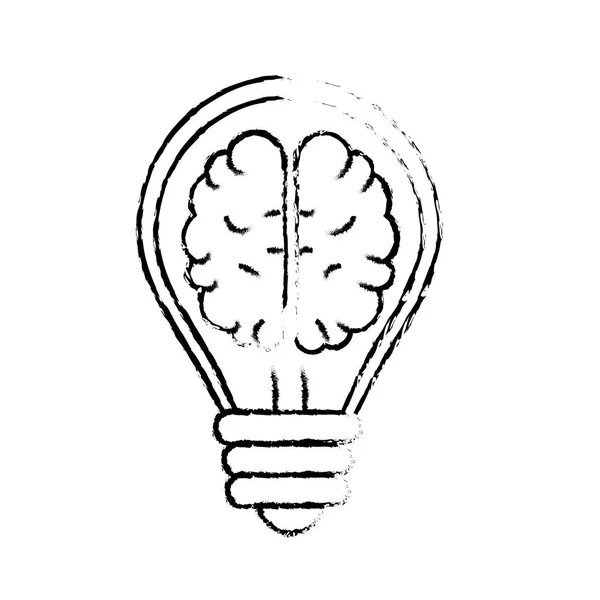Figura Bombilla Creativa Con Cerebro Interior Sobre Fondo Blanco Vector — Vector de stock