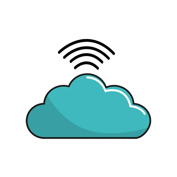 Digital Cloud Data Wifi Connect Vector Illustration — Wektor stockowy