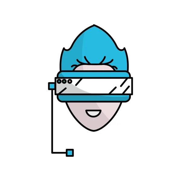 Cara Niño Con Gafas Dimensión Experiencia Vector Ilustración — Vector de stock